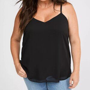 Torrid Sophie Black Chiffon V-Neck Cami Tank Top Size 00 Adjustable Straps